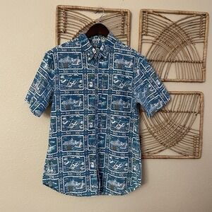 Reyn Spooner Hawaiian Aloha Shirt Newport Beach Men's Sz M Tailored Fit READ B13